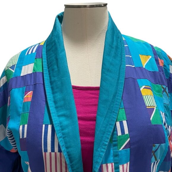 Handmade Patchwork Kimono Jacket Colorful Boho Art Wear Retro Oversized Eclectic - Picture 6 of 10